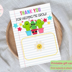 Teacher Appreciation Week Gift Card Holder, Teacher Gift, End of Year Teacher Gift, Thank You Card from Student, Printable Teacher Gift