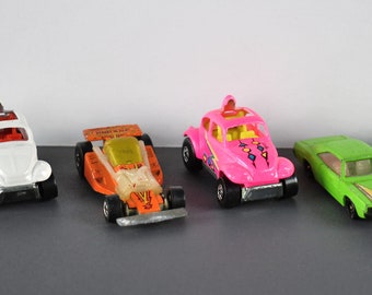 Vintage Toys Green Dodge Charger, Hot Wheels - Blazin Bug, Crack Up Crash Test #3, Pink Bug or Land Lord