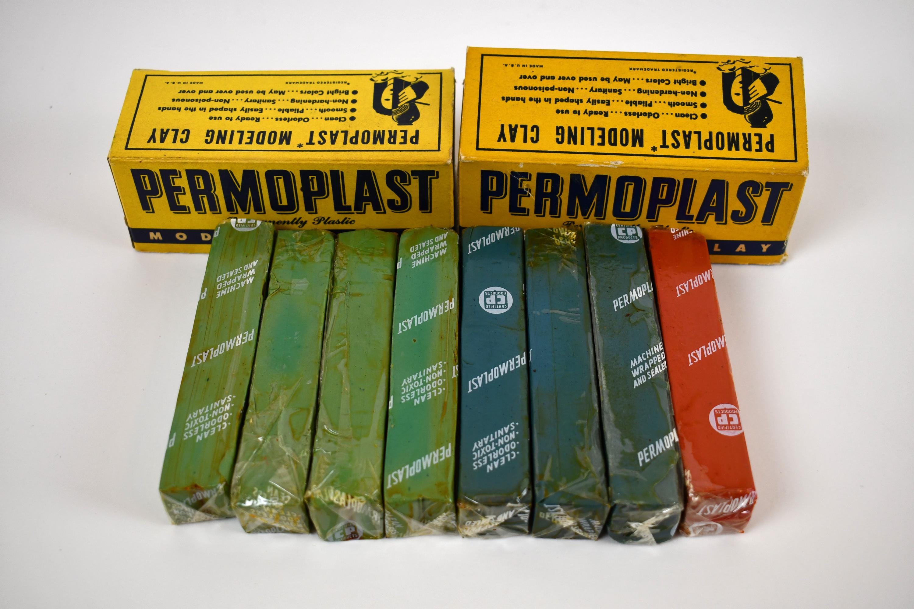 Vintage Permoplast Modeling Clay - 1949 - Original Boxes - Set of Two