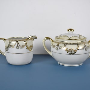 Vintage Noritake Nippon Creamer and Sugar Bowl- Hand Painted