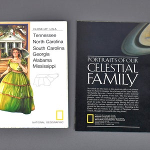 vintage National Geographic Cartes de voyage pliées, Gros plan états-uns USA - États du Sud ou portraits de notre famille céleste