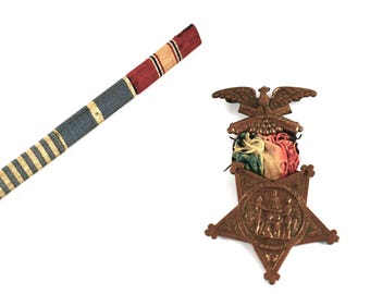 Grand Army of the Republic (GAR) Veteran's Medal - US Korean War Era Three Ribbon Bar