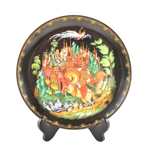 Set of Two Russian Decorative Porcelain Plates - Collectible Legends From Pushkin Fairy Tales Series