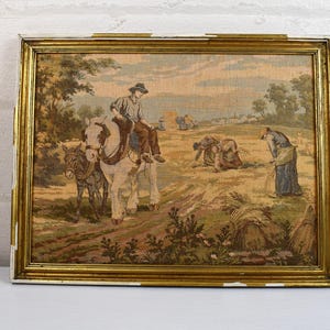 Vintage French Gobelin Tapestry - Framed Wall Art - Needlepoint