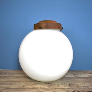 Vintage White Milk Glass Shade Round Globe Ceiling Fitter Base
