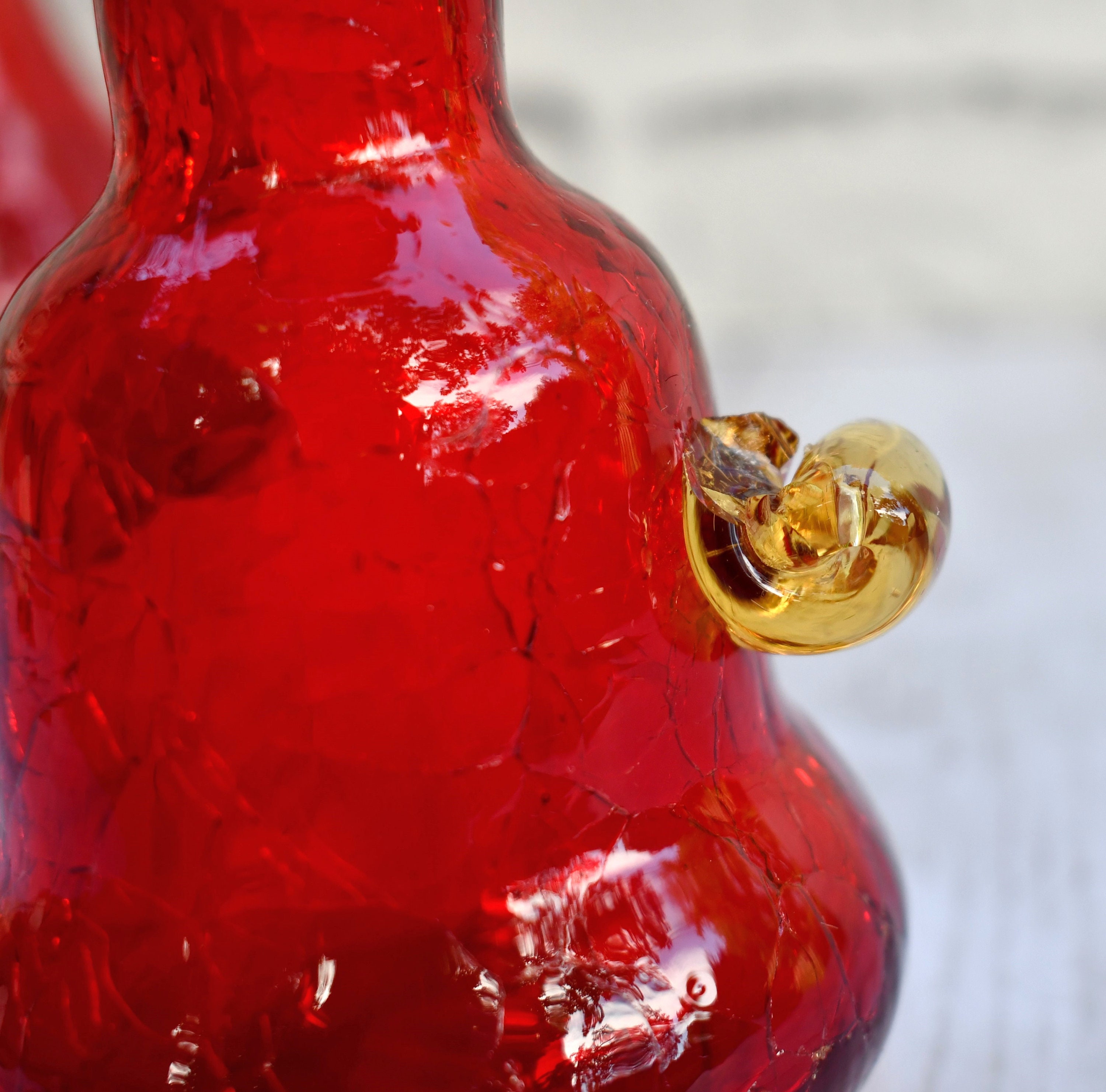 Set of Two Elegant Red and Gold Glass Vases Etsy