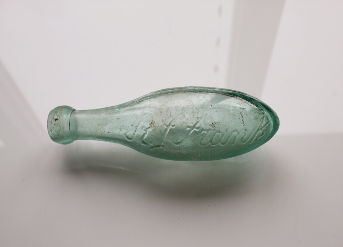 Antique vintage R J Frank Torpedo Glass Bottle Etsy