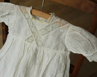 Victorian Handmade Cotton Broderie Anglaise Christening Gown • Vintage Dress • Victorian Baptism Gown  • Victorian Nursery