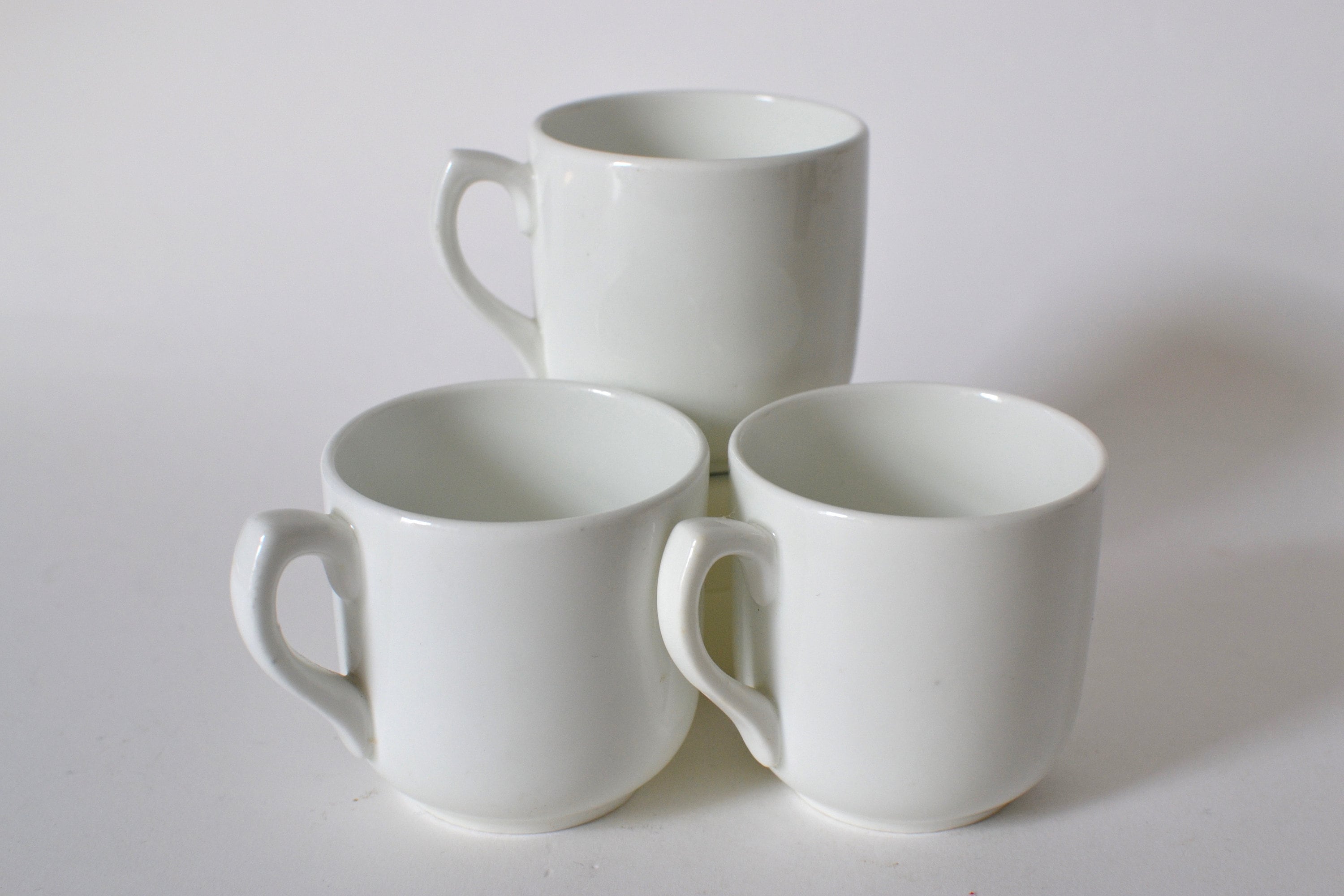 Set of 3 1940s White Coffee Cups and Saucers English Mid Etsy