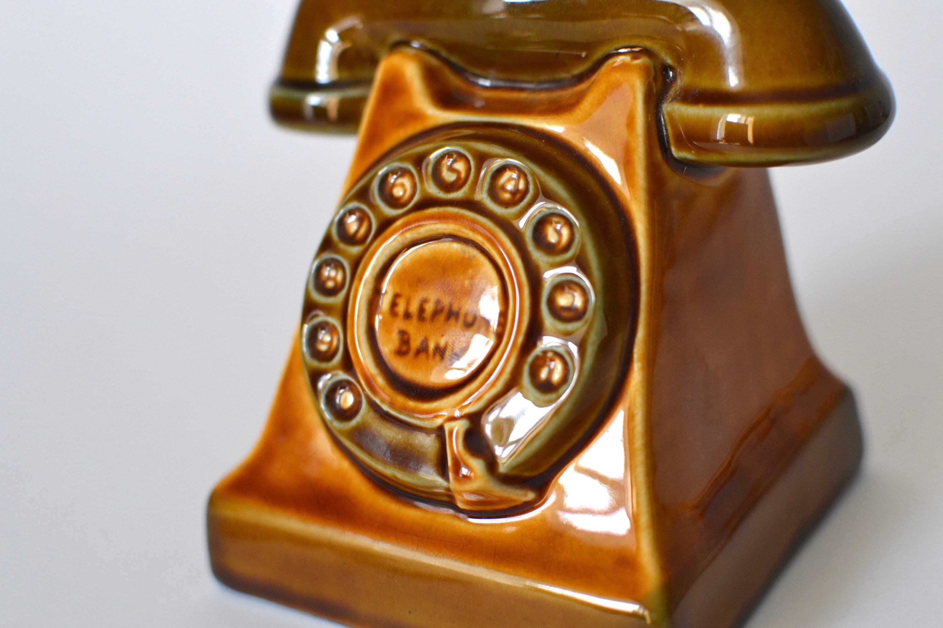 Szeiler Studio Vintage Pottery Money Box, Retro Ceramic Telephone