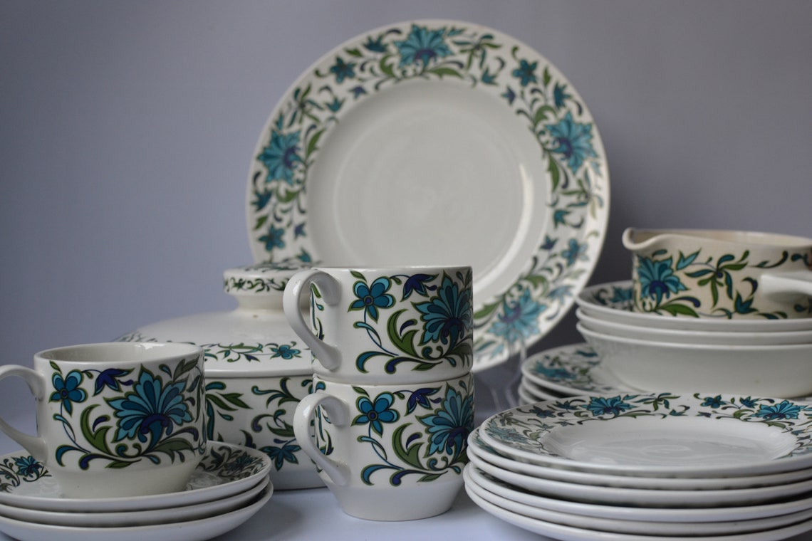 Midwinter Spanish Garden Dinner Plate Design by Jessie Tait. Etsy