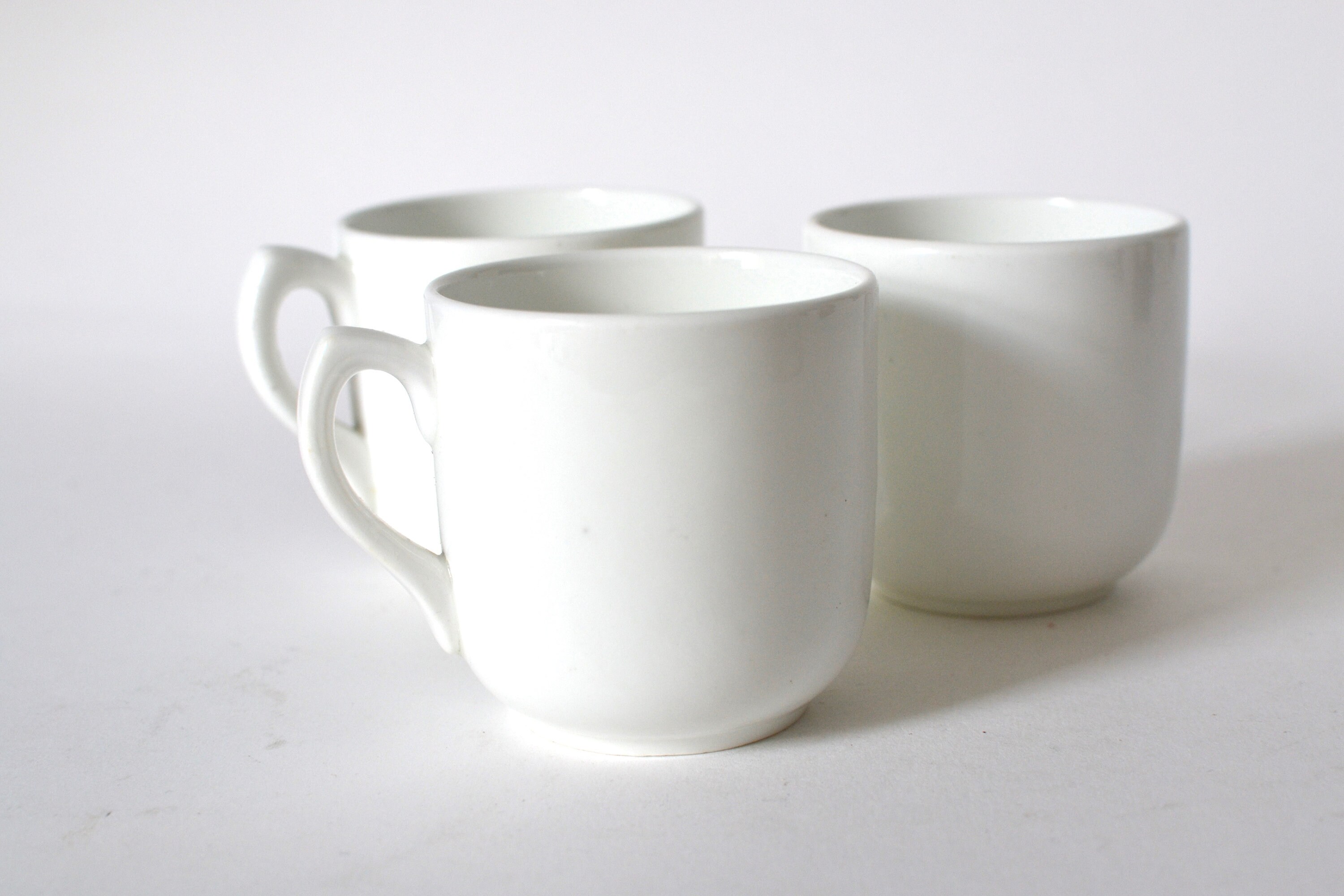 Set of 3 1940s White Coffee Cups and Saucers English Mid Etsy