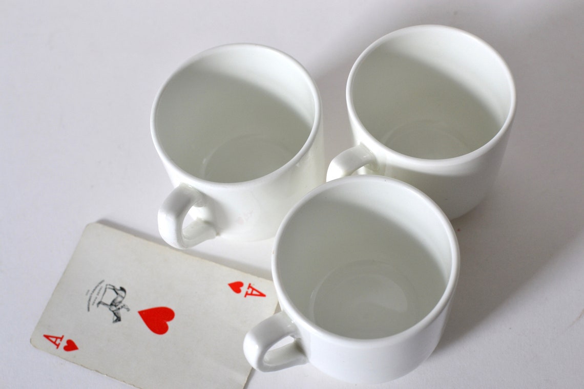 Set of 3 1940s White Coffee Cups and Saucers English Mid Etsy