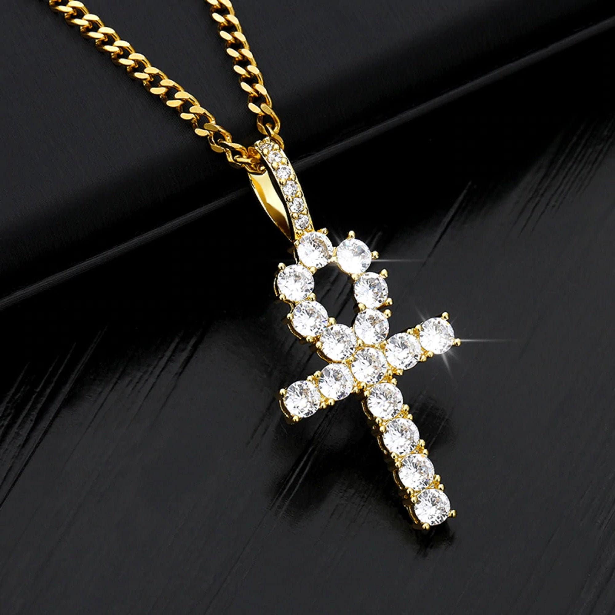 Ankh Necklace Pendant The Key Of The Nile Gold Stainless Steel Chain Men Jewelry Egyptian Cross Ankh Necklace Pendant The Key Of The Nile Gold Stainless Steel Chain Men Jewelry Egyptian Cross