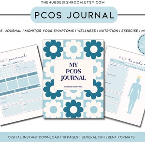 PCOS JournalPrintable Digital, PCOS planner, pcos tracker, PCOS Diary Pain Symptom Diet Exercise, pcos Awareness, Selfcare