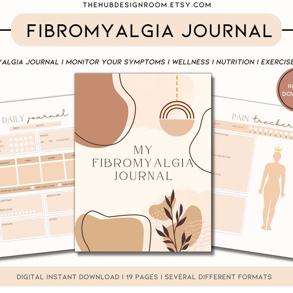 Fibromyalgia pain tracker, Fibromyalgia Journal Printable Digital, Fibro pain tracker minimalist, Fibro Symptoms, Fibromyalgia Awareness