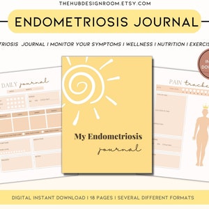 Endometriosis Journal Printable Digital, Endometriosis tracker, Endometriosis Diary Pain Symptom Diet Exercise, Endometriosis Awareness