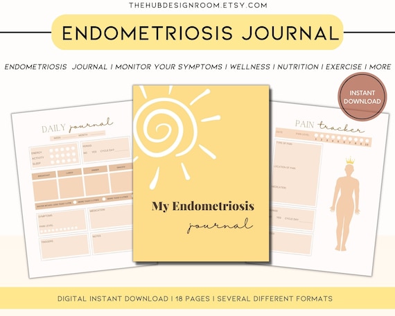 Endometriosis Journal Printable Digital, Endometriosis tracker, Endometriosis Diary Pain Symptom Diet Exercise, Endometriosis Awareness