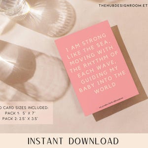Birth Affirmation Cards, 36, Pregnancy Affirmations, Digital Birth Cards, Printable Birth Affirmations, Digital Download,Hypnobirthing,