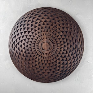 Walnut Mandala Wall Art, Geometric Wood Decor, Modern Décor Living & Meditation Room - Iris