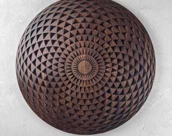 Mandala de nogal para pared, decoración geométrica de madera, decoración moderna para sala de estar y meditación - Iris