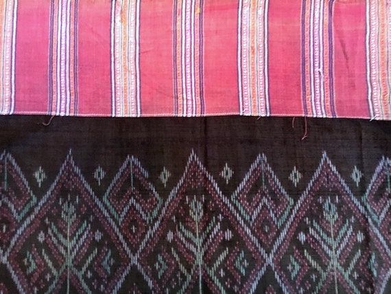 Vintage Mudmee Ikat Thai Sarong Cotton Silk Handwo