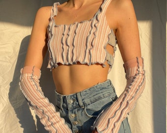 Raelynn Pink Crop Top With Sleeves