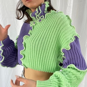Purple and green sweater sales