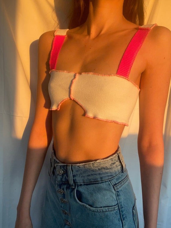 Lyla Pink and White Underboob Crop Top -  Canada
