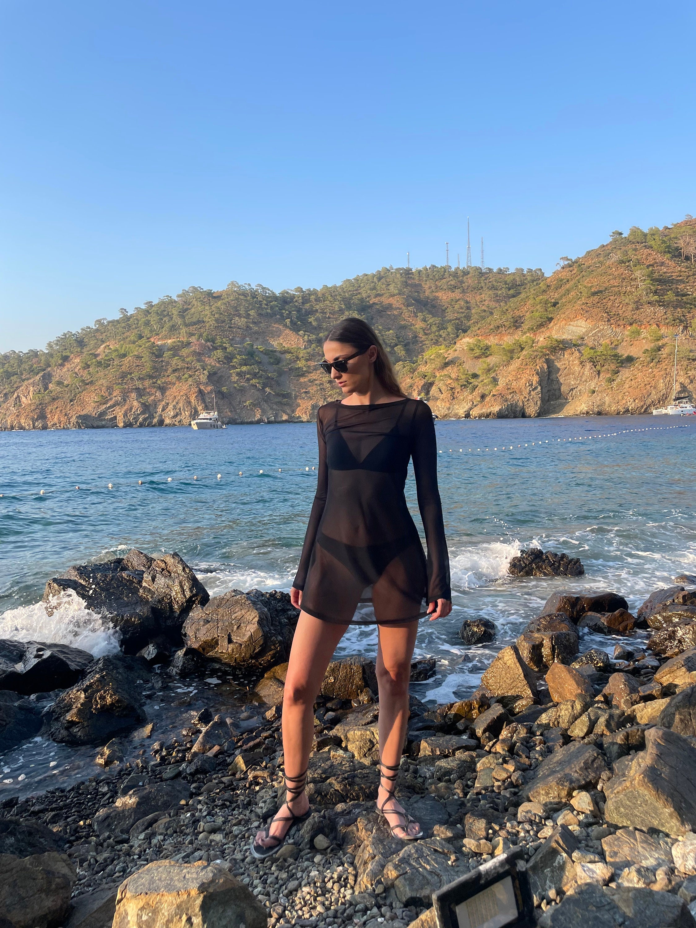 black beach cover up dress Black Longer Days Cover Up Dress
