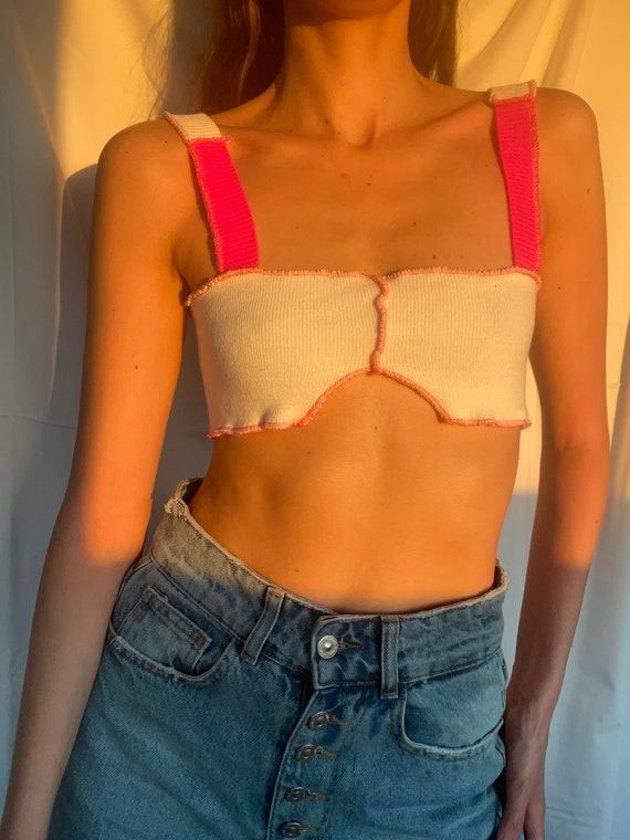 Lyla Pink and White Underboob Crop Top - Etsy