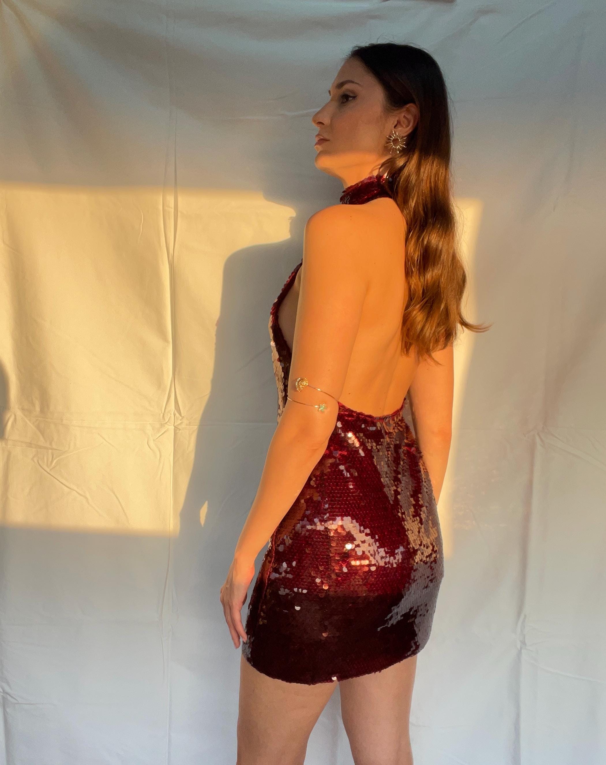 green emerald velvet dress Sequin Backless Split Maxi Dress White / Xs main image 0