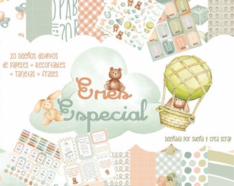 Colección Digital, Kit Eres Especial , Papel digital scrapbooking, kit imprimible, kit digital scrapbooking