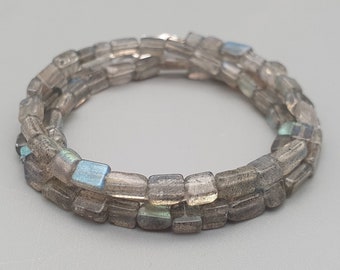 Labradorite Necklace 925 Silver Cube 45 cm