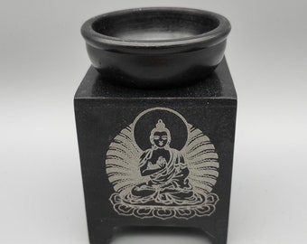 Duftlampe "Buddha" Speckstein schwarz  440g