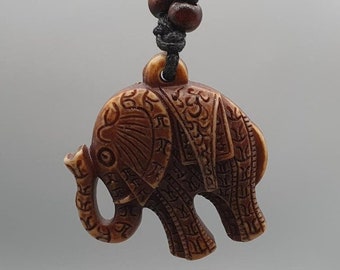 Anhänger Elefant braun mit Band Polyresin