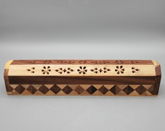 incense holder box with storage compartment
