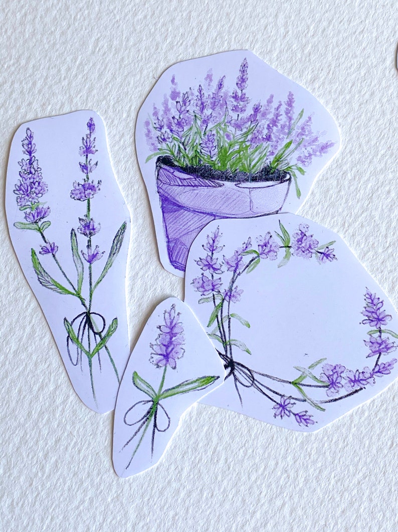 Lavender Plant Sticker Set of 20 Handmade Scrapbooking Etsy
