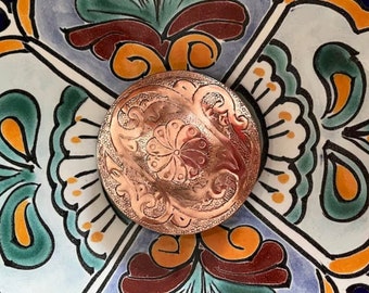 Copper Sink Pop Up Drain, Engraved Copper Drain