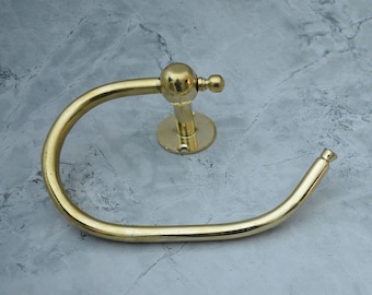 Unlacquered Brass Smooth Wall Mount Toilet Paper Holder, Wall Mounted Toilet Roll Hook, Bathroom Paper Holder
