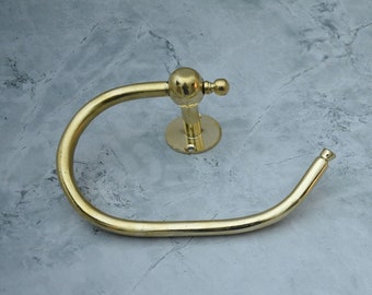 Unlacquered Brass Smooth Wall Mount Toilet Paper Holder, Wall Mounted Toilet Roll Hook, Bathroom Paper Holder