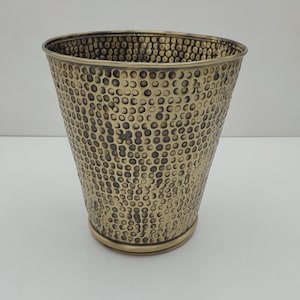 Handcrafted Bronze Bathroom Storage Basket Hammered Waste Paper Trash Can, Toilet Brass Decorative - Bronze Bathroom Accessories