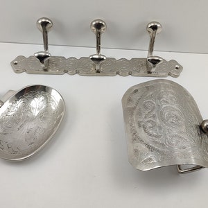Set di accessori da bagno 3 pezzi Argento di alta qualità: porta sapone, porta carta, ganci per montaggio a parete