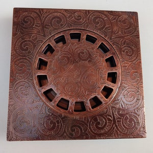Square Floor Drain in Engraved Copper, Shower Floor Drain