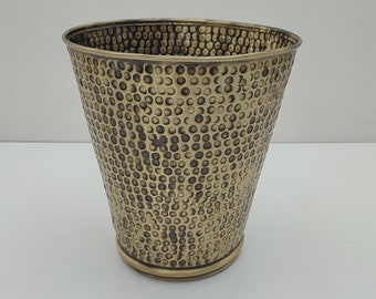 Handcrafted Bronze Bathroom Storage Basket Hammered Waste Paper Trash Can, Toilet Brass Decorative - Bronze Bathroom Accessories