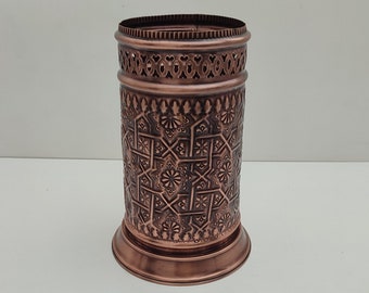 Copper Bathroom Storage Basket Engraved Waste Paper Trash Can, Toilet Copper Decorative, Handcrafted Bathroom Accessories