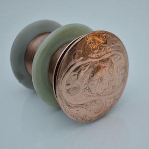 Copper Sink Drain, Engraved Copper Drain, Pop Up Drain