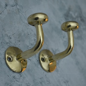 Ganci in ottone non laccato per parete, ganci per bagno in ottone massiccio, ganci per cappotti rustici montati a parete