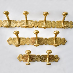 Unlacquered Brass Clothes Hooks Holder, Handcrafted Wall Hanging Hook
