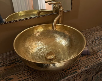 Lavabo redondo de baño de latón cepillado de calibre 16 hecho a medida